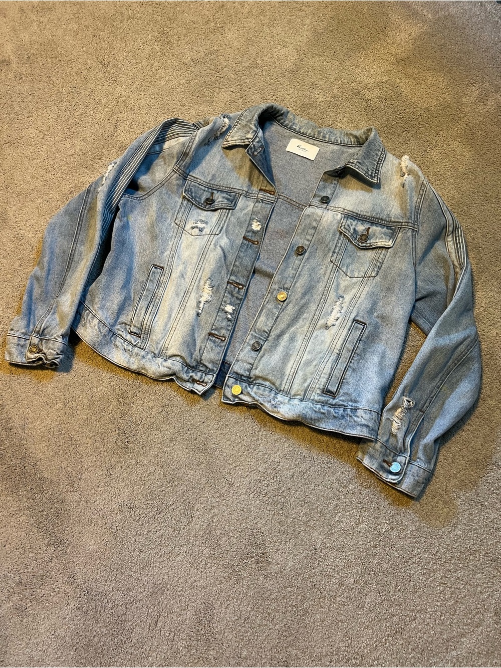 KanCan Light Blue Distressed Denim Jacket